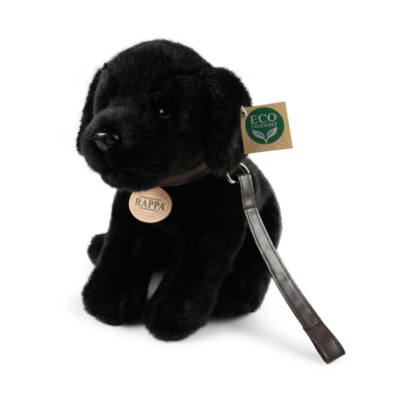 Plyšový pes labrador černý s vodítkem 25 cm ECO-FRIENDLY