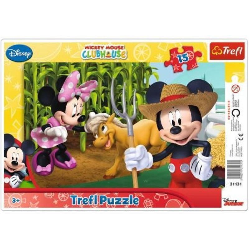 PUZZLE MICKEY NA FARMĚ 15 dílků