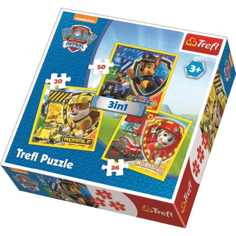 PUZZLE PAW PATROL Marshall, Rubble a Chase 3v1