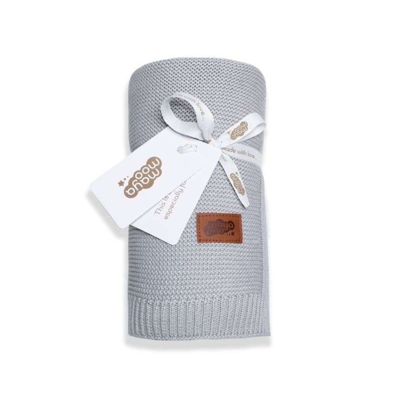 Pletená deka do kočárku bavlna bambus šedá