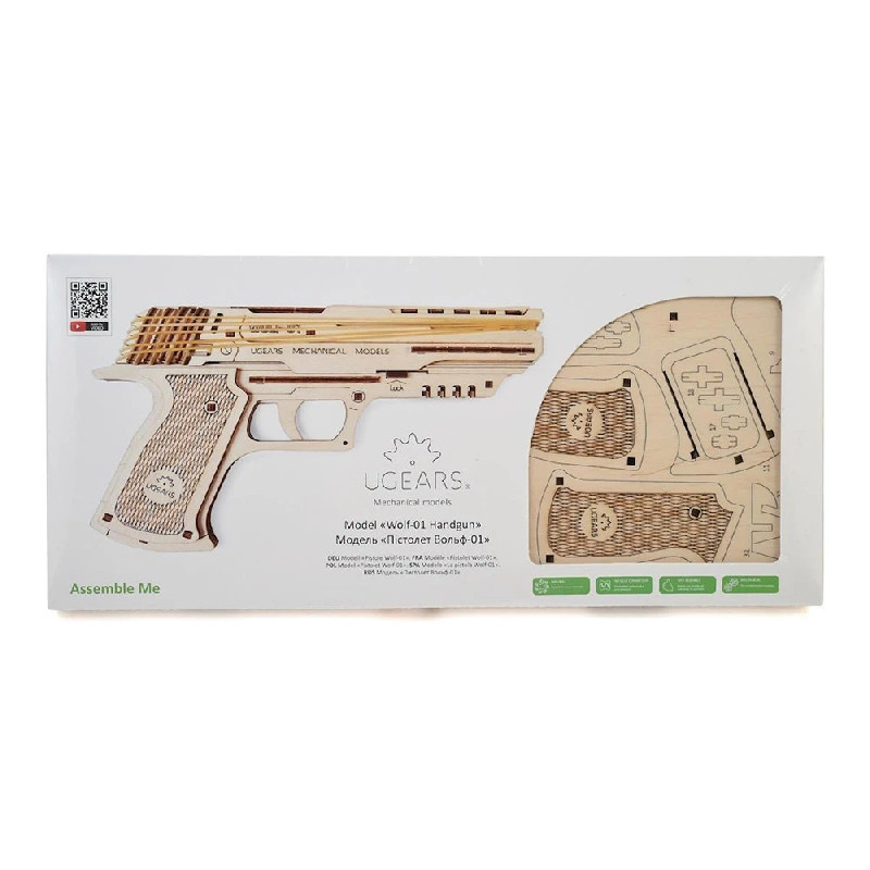 Ugears 3D dřevěné puzzle Wolf-01 Pistol