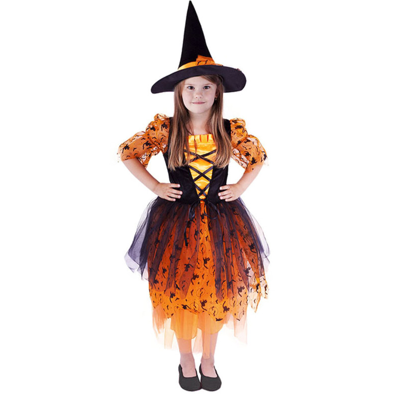 Kostým oranžová čarodějnice - Halloween s kloboukem