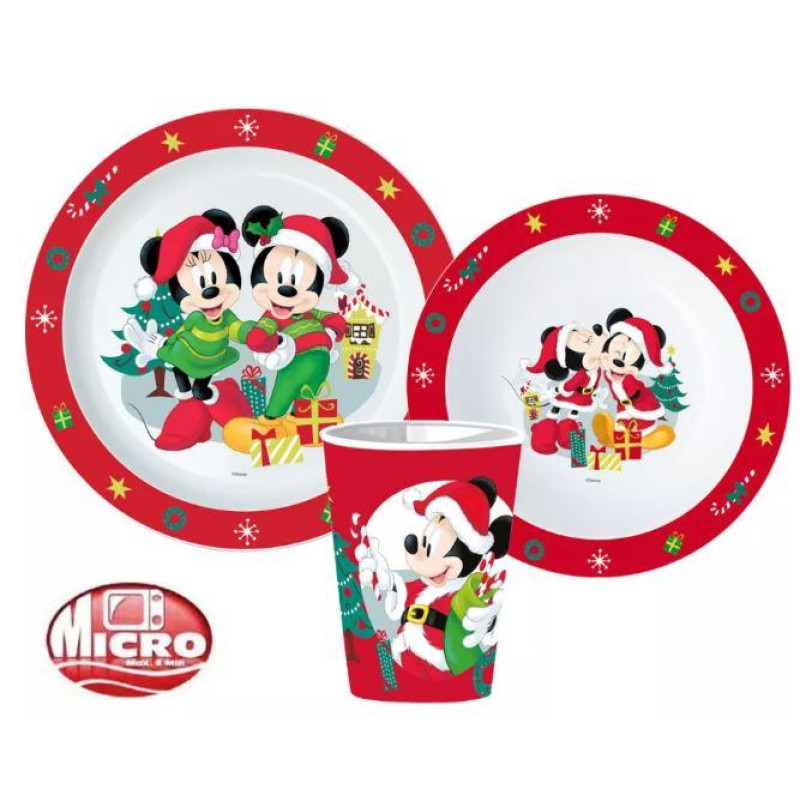 Plastový set Minnie a Mickey Vánoce 3-dílný