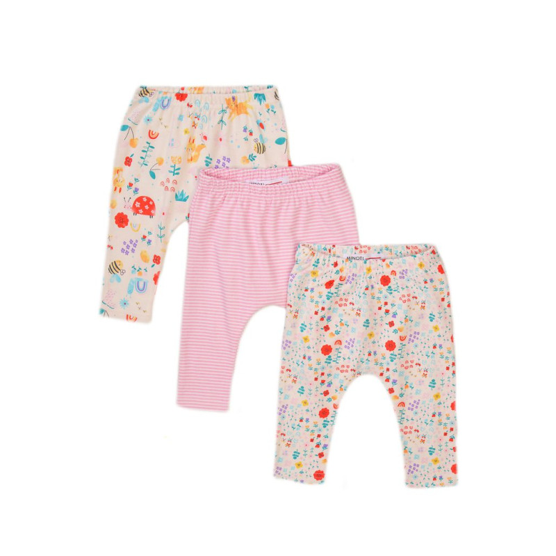 Kalhoty kojenecké 3pack, Minoti, Garden 8, růžová