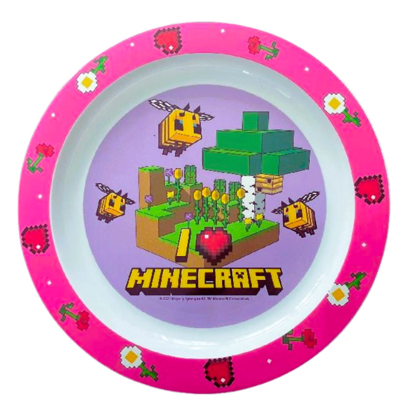 Plastový talíř minecraft růžový