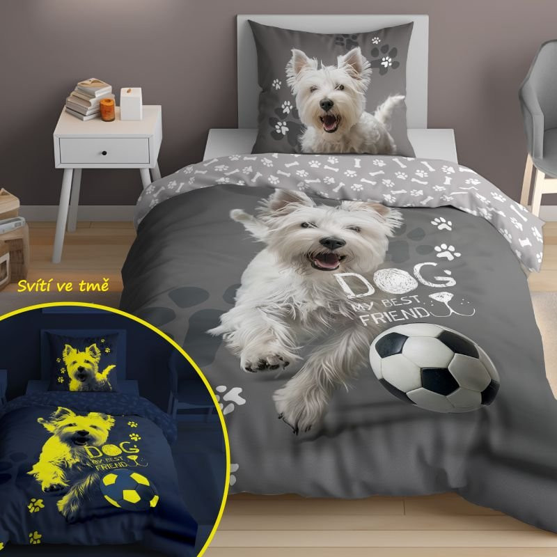 Povlečení Pes fotbalista svítící