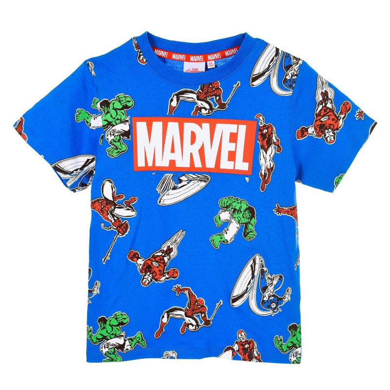 Tričko Marvel Spiderman Iron Man Captain America a Hulk Modrá