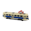 Kovová česká retro tramvaj modrá 16 cm-otevírací dveře