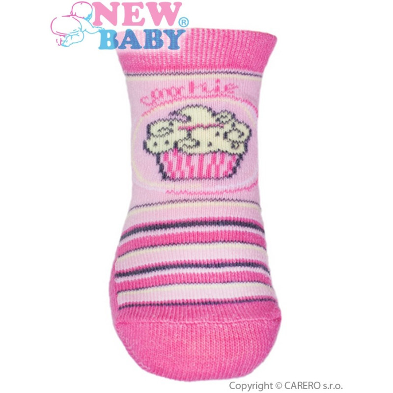 Ponožky New Baby s ABS s proužky a dortem