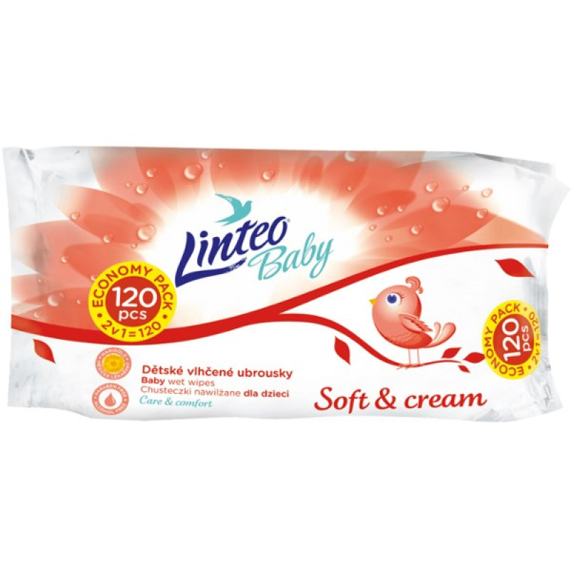 Vlhčené ubrousky Linteo Baby 120 ks Soft and cream