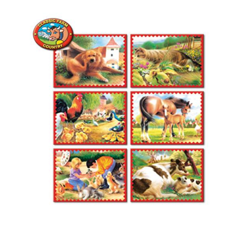 Obrázkové kostky 12 ks zvířátka z farmy