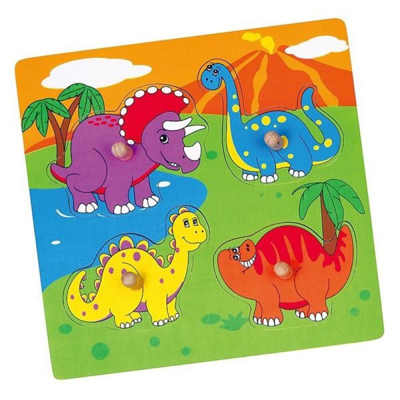 Dřevěné puzzle s úchyty pro nejmenší Viga Dino